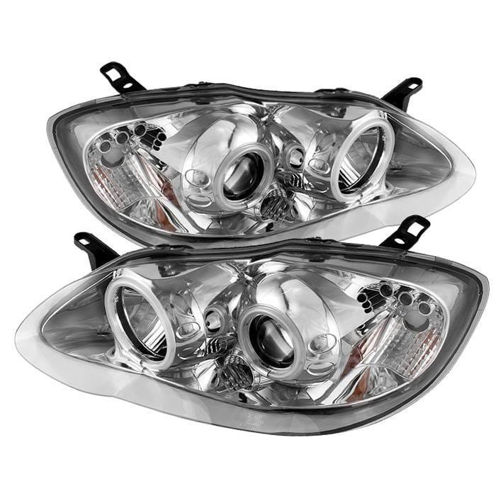 Toyota Corolla Spyder Projector Headlights - CCFL Halo - LED - Chrome - 444-TC03-CCFL-C