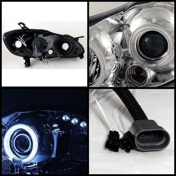 Toyota Corolla Spyder Projector Headlights - CCFL Halo - LED - Chrome - 444-TC03-CCFL-C thumbnail 2
