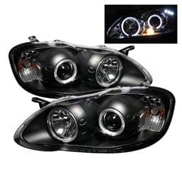 Toyota Corolla Spyder Projector Headlights - LED Halo - LED - Black - 444-TC03-HL-BK