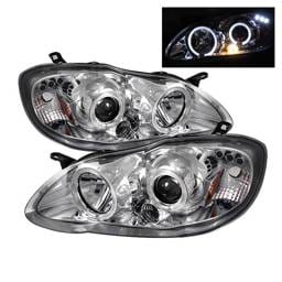 Toyota Corolla Spyder Projector Headlights - LED Halo - LED - Chrome - 444-TC03-HL-C