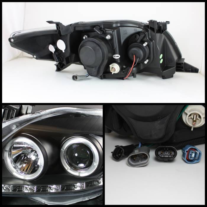 Toyota Corolla Spyder Projector Headlights - LED Halo - DRL LED - Black - 444-TC09-DRL-BK thumbnail 2
