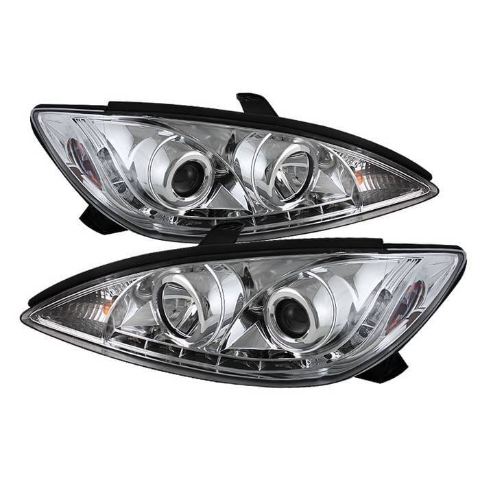 Toyota Camry Spyder Projector Headlights - DRL LED - Chrome - 444-TCAM02-DRL-C
