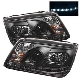 Volkswagen Jetta Spyder Projector Headlights - DRL LED - Black - 444-VJ99-DRL-BK