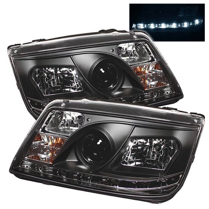 Volkswagen Jetta Spyder Projector Headlights - DRL LED - Black - 444-VJ99-DRL-BK