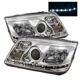 Volkswagen Jetta Spyder Projector Headlights - DRL LED - Chrome - 444-VJ99-DRL-C