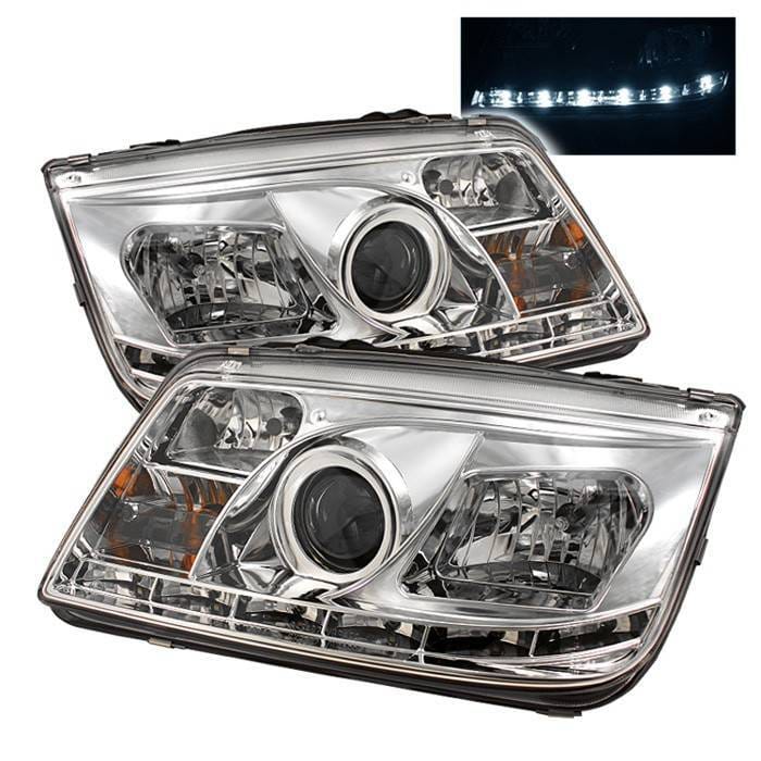 Volkswagen Jetta Spyder Projector Headlights - DRL LED - Chrome - 444-VJ99-DRL-C