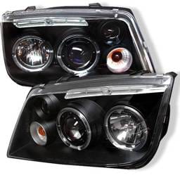 Volkswagen Jetta Spyder Projector Headlights - LED Halo - Black - 444-VJ99-HL-BK