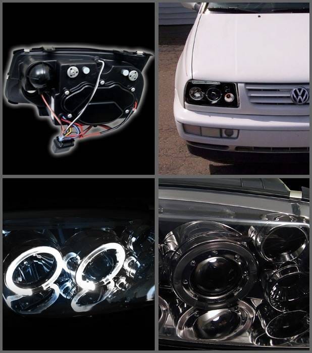 Volkswagen Jetta Spyder Projector Headlights - LED Halo - Black - 444-VJ99-HL-BK thumbnail 2
