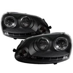 Volkswagen Golf GTI Spyder Halo LED Projector Headlights - Black - 444-VP01-DRL-BK