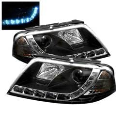 Volkswagen Passat Spyder Projector Headlights - DRL LED - Black - 444-VP01-DRL-BK