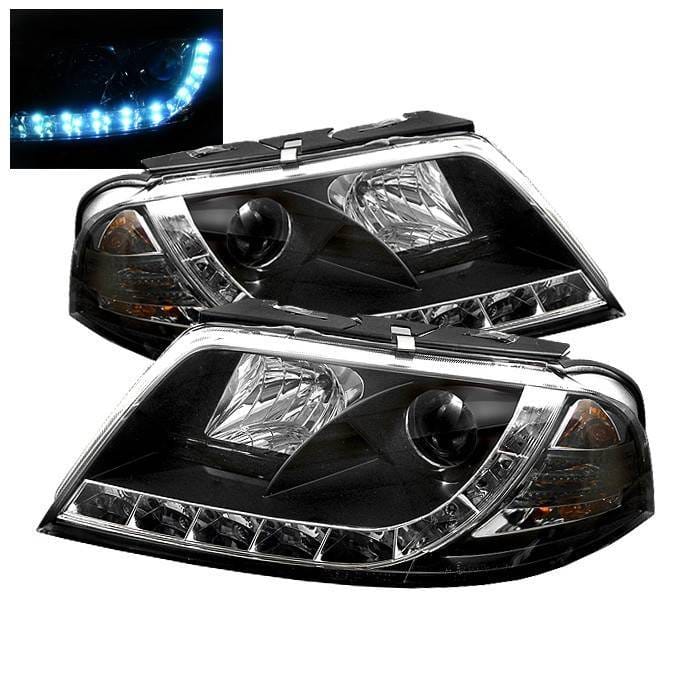 Volkswagen Passat Spyder Projector Headlights - DRL LED - Black - 444-VP01-DRL-BK