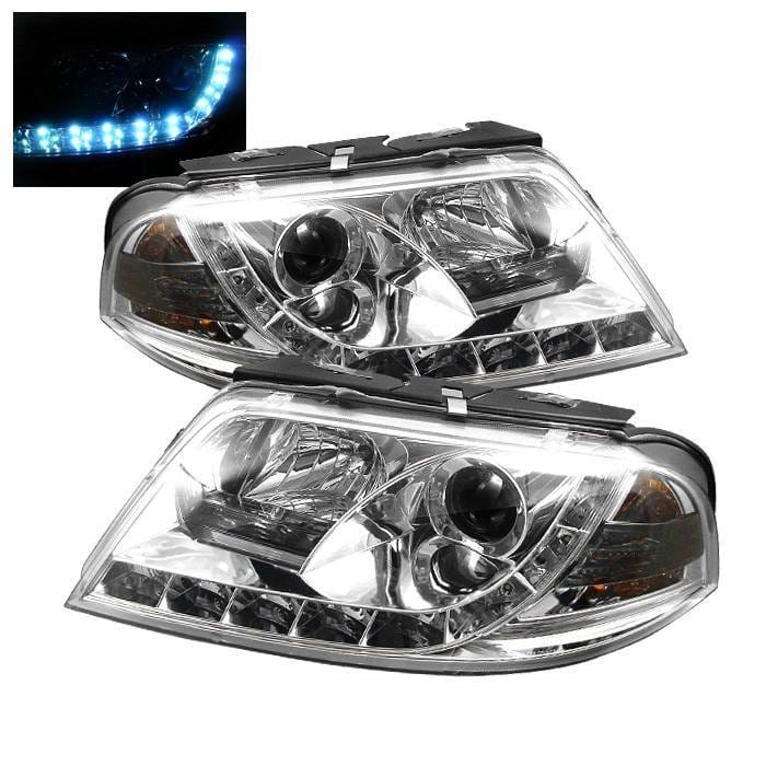 Volkswagen Passat Spyder Projector Headlights - DRL LED - Chrome - 444-VP01-DRL-C