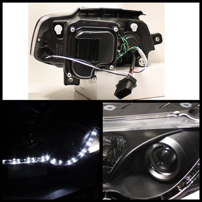 Volkswagen Passat Spyder Projector Headlights - DRL LED - Black - 444-VP06-DRL-BK thumbnail 2