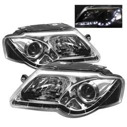 Volkswagen Passat Spyder Projector Headlights - DRL LED - Chrome - 444-VP06-DRL-C