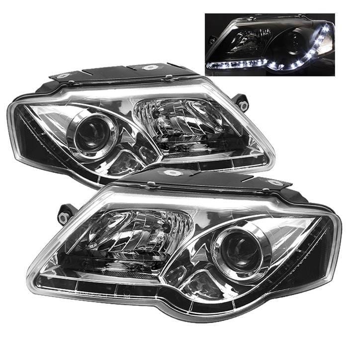 Volkswagen Passat Spyder Projector Headlights - DRL LED - Chrome - 444-VP06-DRL-C