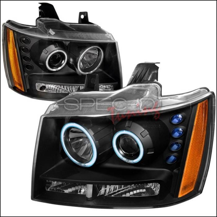 Chevrolet Avalanche Spec-D CCFL Halo Projector Headlights - Black - 4LHP-AVA07JM-KS