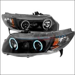 Honda Civic Spec-D CCFL Halo Projector Headlights - Black - 4LHP-CV062JM-KS