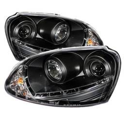Volkswagen Jetta Spyder Projector Headlights - Xenon HID Model Only - DRL LED - Black - 444-VG06-HID-DRL-BK
