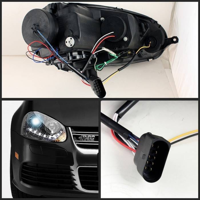 Volkswagen Golf GTI Spyder Projector Headlights - Xenon HID Model Only - DRL LED - Chrome - 444-VG06-HID-DRL-C thumbnail 2