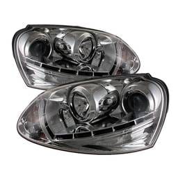 Volkswagen Jetta Spyder Projector Headlights - Xenon HID Model Only - DRL LED - Chrome - 444-VG06-HID-DRL-C