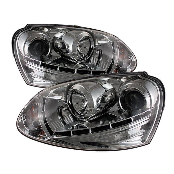 Volkswagen Jetta Spyder Projector Headlights - Xenon HID Model Only - DRL LED - Chrome - 444-VG06-HID-DRL-C