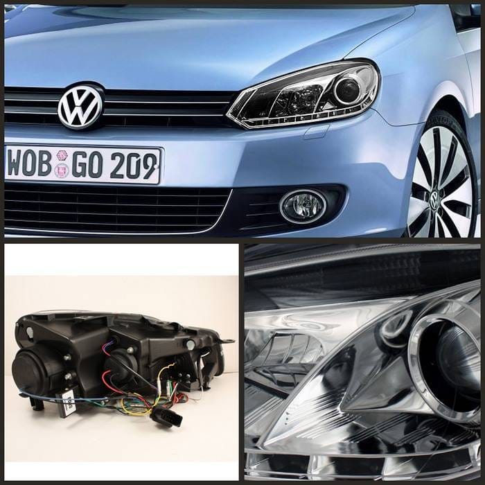 Volkswagen Golf GTI Spyder Projector Headlights DRL LED - Chrome - 444-VG10-DRL-C thumbnail 2
