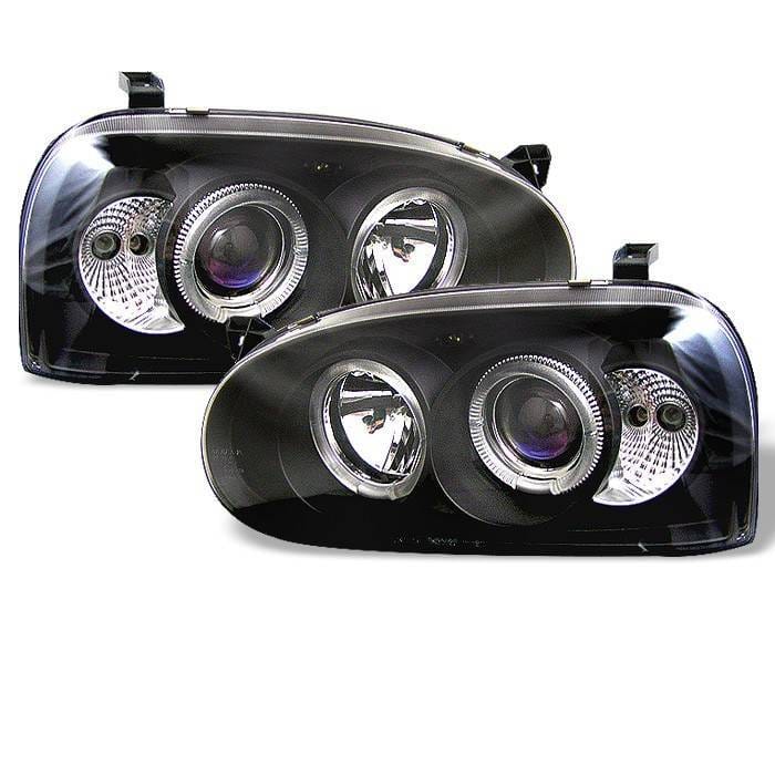 Volkswagen Golf Spyder Projector Headlights - LED Halo - Black - 444-VG92-BK