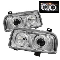 Volkswagen Jetta Spyder Projector Headlights - LED Halo - Chrome - 444-VJ93-HL-C