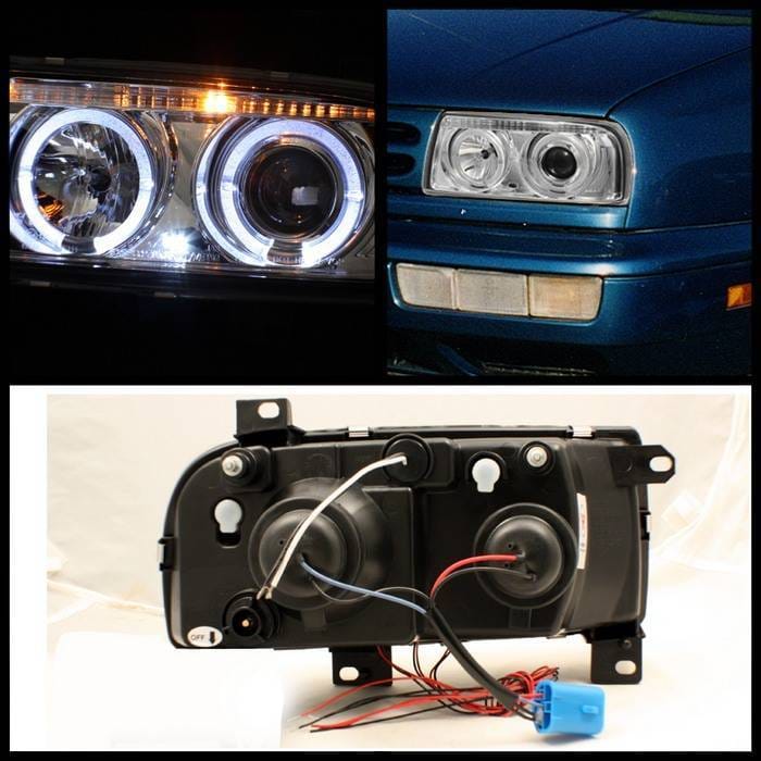 Volkswagen Jetta Spyder Projector Headlights - LED Halo - Chrome - 444-VJ93-HL-C thumbnail 2