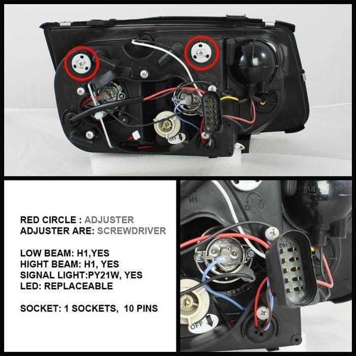 Volkswagen Jetta Spyder Projector Headlights - CCFL Halo - Chrome - 444-VJ99-CCFL-C thumbnail 2