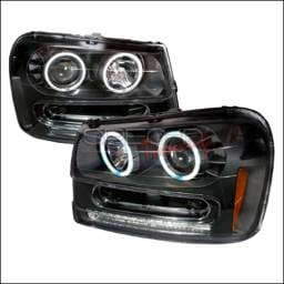 Chevrolet Trail Blazer Spec-D CCFL Halo Projector Headlights - Black - 4LHP-TBLZ02JM-KS