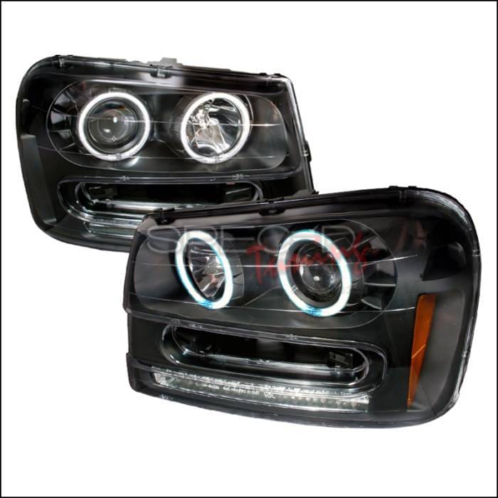 Chevrolet Trail Blazer Spec-D CCFL Halo Projector Headlights - Black - 4LHP-TBLZ02JM-KS