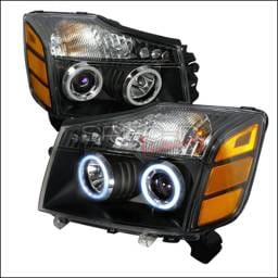 Nissan Armada Spec-D CCFL Halo Projector Headlights - Black - 4LHP-TIT04JM-KS