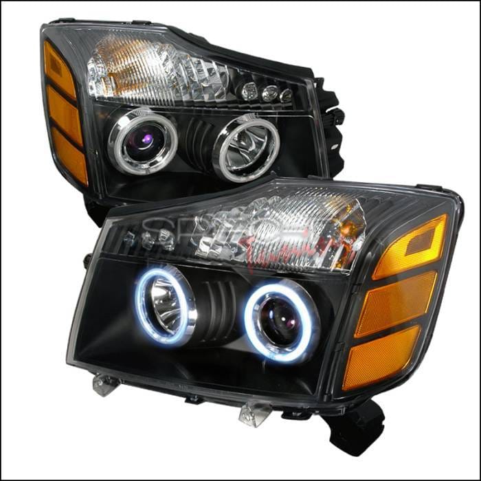 Nissan Armada Spec-D CCFL Halo Projector Headlights - Black - 4LHP-TIT04JM-KS