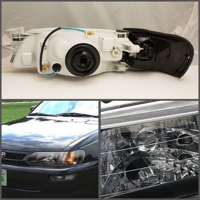 Toyota Corolla Spyder Crystal Headlights with Amber Corner Lights - Black - HD-CH-TC93-AM-BK-SET thumbnail 2