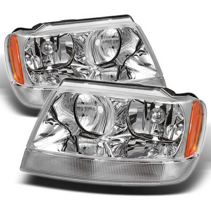 Jeep Grand Cherokee Spyder Amber Crystal Headlights - Chrome - HD-CL-JGC99-AM-C