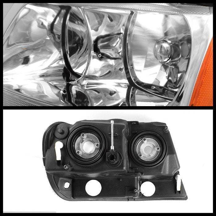 Jeep Grand Cherokee Spyder Amber Crystal Headlights - Chrome - HD-CL-JGC99-AM-C thumbnail 2