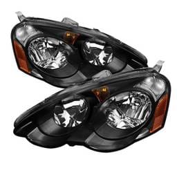 Acura RSX Spyder Amber Crystal Headlights - Black - HD-JH-ARSX02-AM-BK