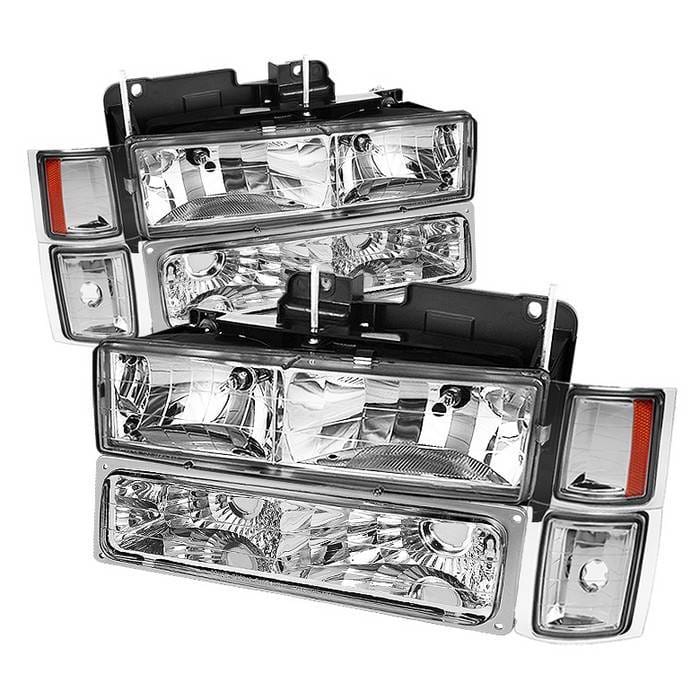 Chevrolet Suburban Spyder Crystal Headlights with Corner & Bumper - HD-JH-CCK88-AM-C-SET