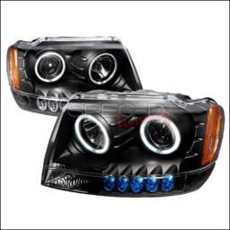 Jeep Grand Cherokee Spec-D CCFL Halo Projector Headlights - Black - 4LHP-GKEE99JM-KS
