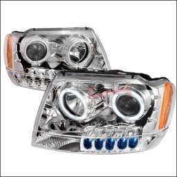 Jeep Grand Cherokee Spec-D CCFL Halo Projector Headlights - Chrome - 4LHP-GKEE99-KS