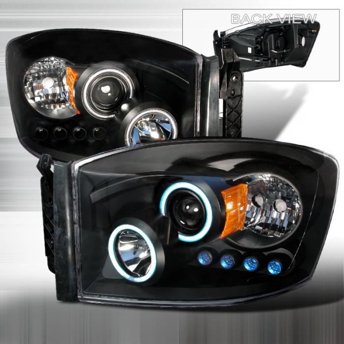 Dodge Ram Spec-D CCFL Halo Projector Headlights - Black - 4LHP-RAM06JM-KS
