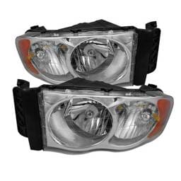 Dodge Ram Spyder Amber Crystal Headlights - Chrome - HD-JH-DR02-AM-C