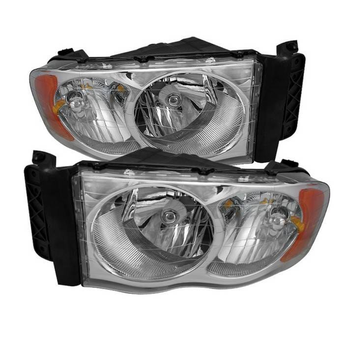 Dodge Ram Spyder Amber Crystal Headlights - Chrome - HD-JH-DR02-AM-C