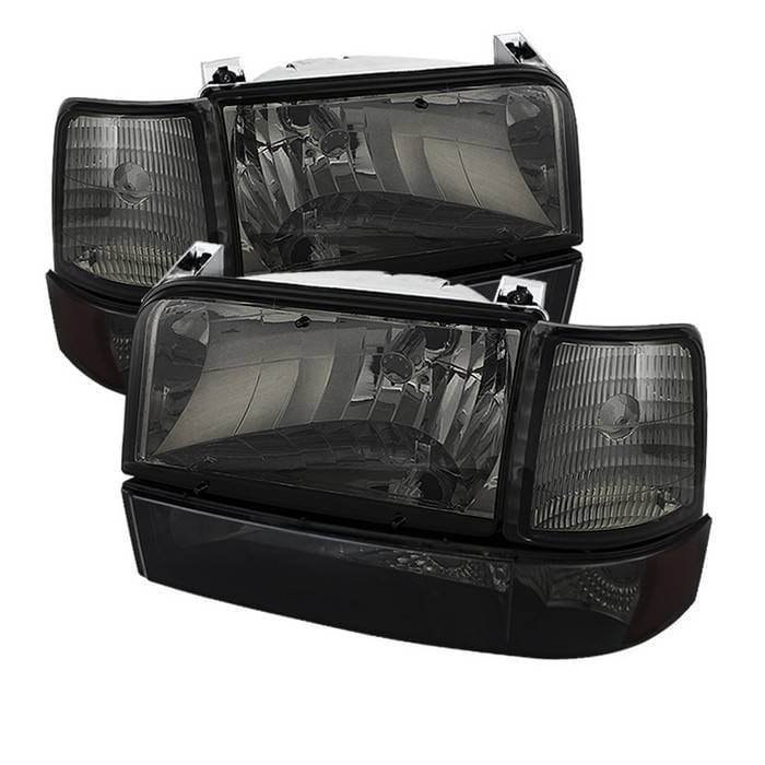 Ford F150 Spyder Headlights with Corner Bumper Amber - Smoke - 6PC - HD-JH-FB92-SET-AM-SM