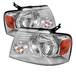 Ford F150 Spyder Amber Crystal Headlights - Chrome - HD-JH-FF15004-AM-C