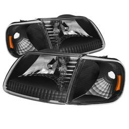 Ford Expedition Spyder Crystal Headlights with Corner - Chrome - HD-JH-FF15097-SET-AM-BK