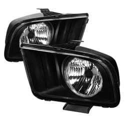Ford Mustang Spyder LED Crystal Headlights - Black - HD-JH-FM05-LED-BK