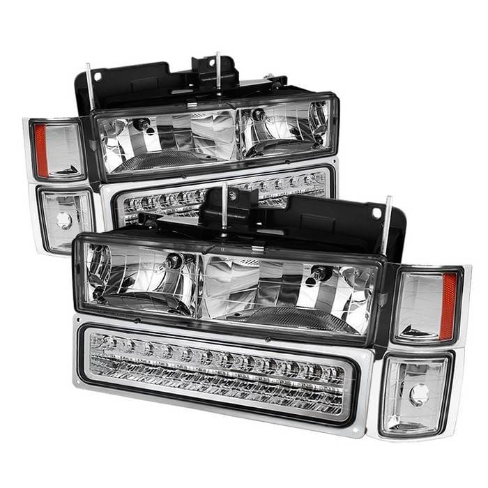 Chevrolet C10 Spyder Corner LED Bumper Headlights - Chrome - HD-JH-CCK88-LED-AM-C-SET