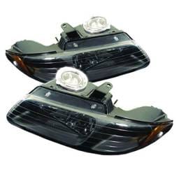 Chrysler Voyager Spyder Amber Crystal Headlights - Black - HD-JH-DC96-AM-BK